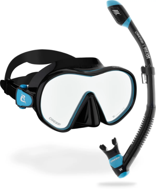 CRESSI DUAL + SUPERNOVA DRY DIHALKA + COMBO SPECTRA MIRRORED LEČE MASKA   črno/turkizna
